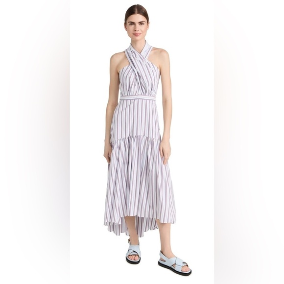 New! Veronica beard Radley Striped Halter Poplin Midi Dress 💜 size 8 NWT! - Picture 5 of 16